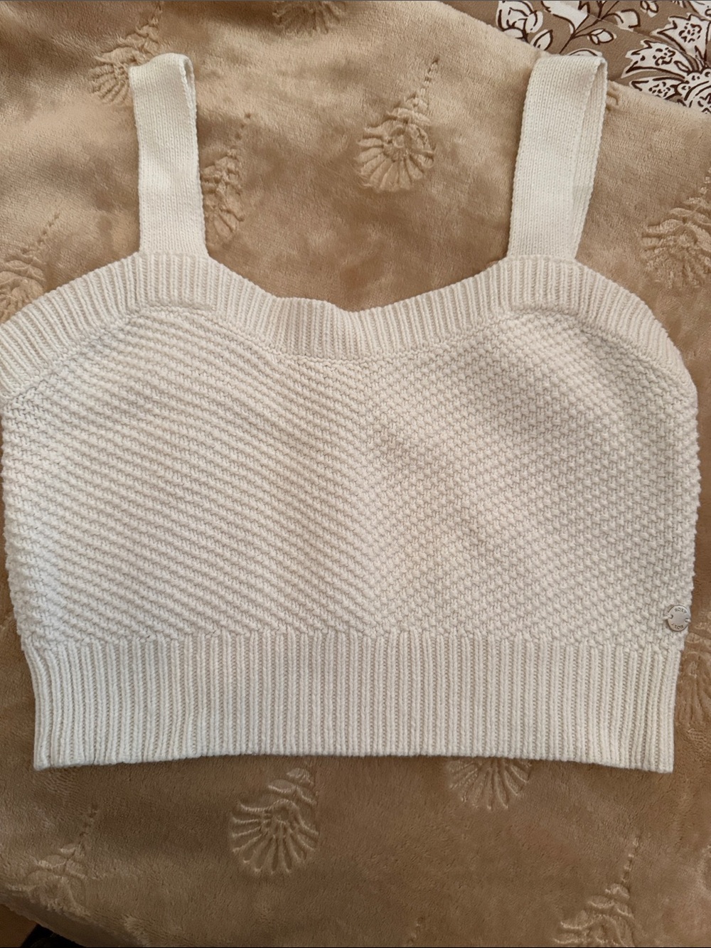 Roxy white Textured Knit Tank with Wide Straps